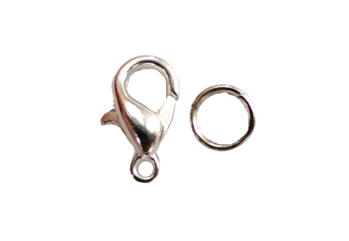 Záponka s protikroužkem postříbřeno 12 mm