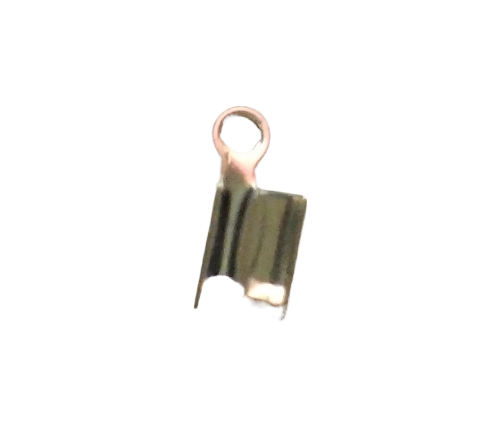 Koncovka na kůži plochá, cca 6x3mm, postříbřeno