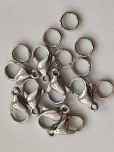 Karabina, cca 10x6 mm s kroužkem cca 6x07 mm, nerez sada 5ks Karabina, cca 10x6 mm s kroužkem cca 6x07 mm, nerez sada 5ks