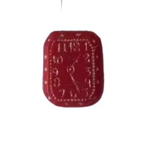 Korálek hodiny 18x15x5,4 mm červené se zlatým listrem 2 dírky 1ks