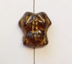 Korálek žába 16,4x15,7x6,9 mm topaz se zlatým listrem 3ks