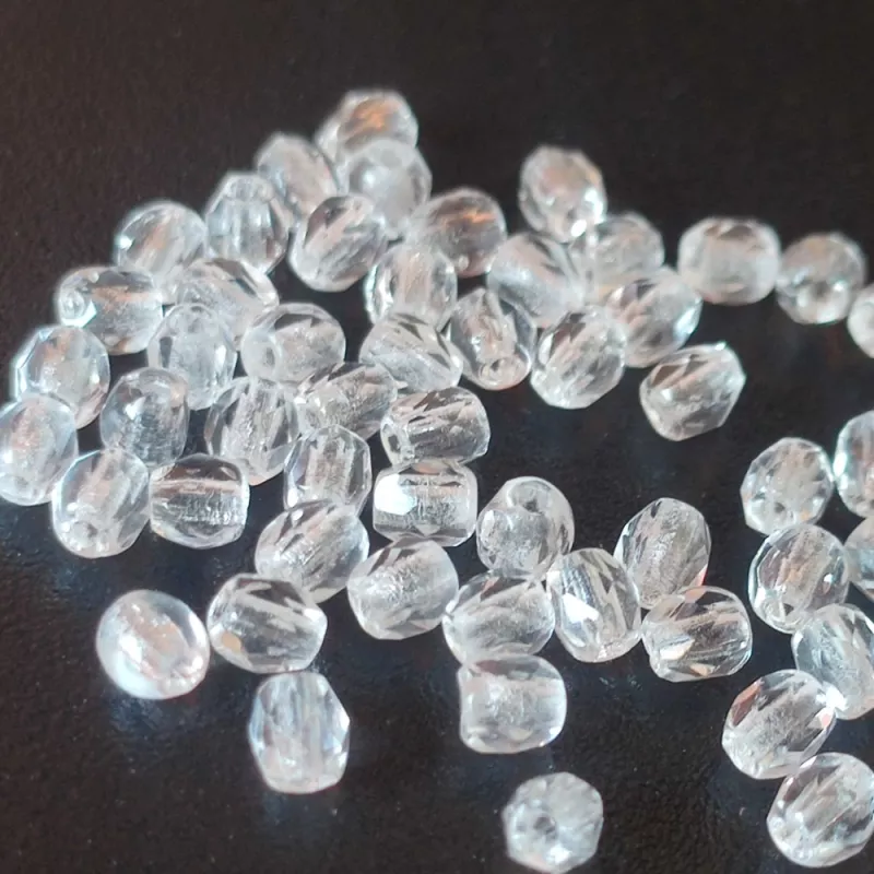 Korálky broušené 3 mm krystal 50 ks