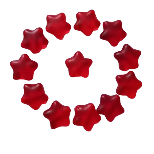Korálky hvězdičky 12 mm rubín mat 12 ks