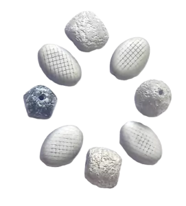 Korálky mix různé tvary originální design šedostříbrný nástřik sada 8 ks