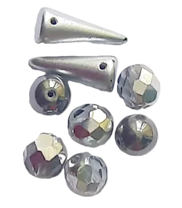 Korálky mix  kuličky a šípy originální šedý design sada 8 ks