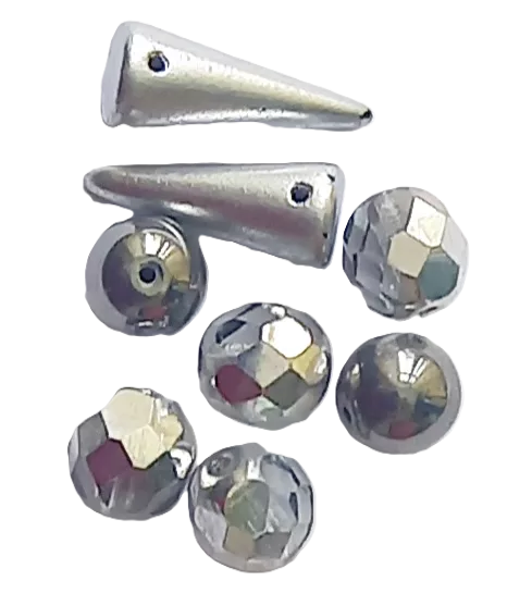 Korálky mix kuličky a šípy originální šedý design sada 8 ks