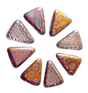 Korálky trojúhelník 14/18 mm- originální design zlatý sada 8ks 