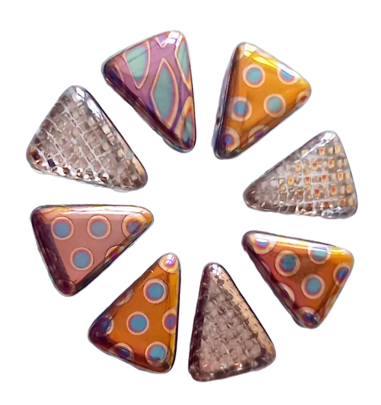 Korálky trojúhelník 14/18 mm- originální design zlatý sada 8ks