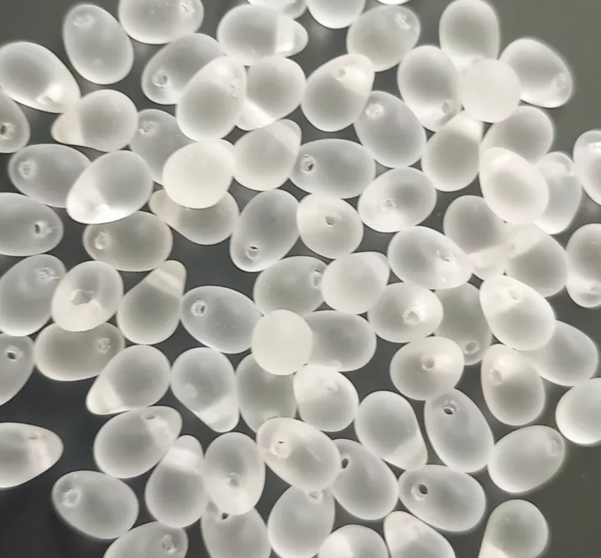 Korálky tvar slza 6x3mm krystal mat "FROZEN" 80 ks