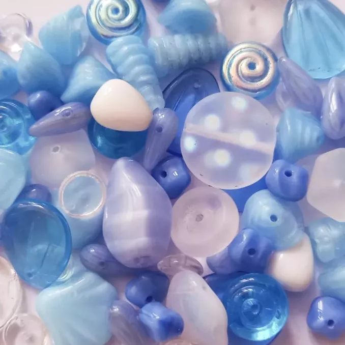 Mix českých skleněných korálků AQUA