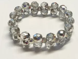 Náramek z broušených českých skleněných korálků krystal s pokovem