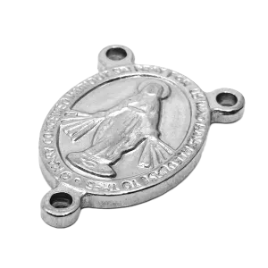 Nerezový mezičlánek se třemi očky - ovál s náboženským motivem - 20 x 14 x 2 mm Nerezový mezičlánek se třemi očky - ovál s náboženským motivem - 20 x 14 x 2 mm