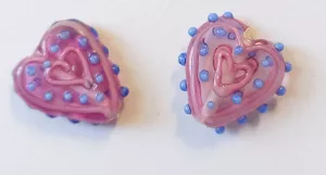 Originální ručně vinutý korálek srdíčko 15 mm 2 ks