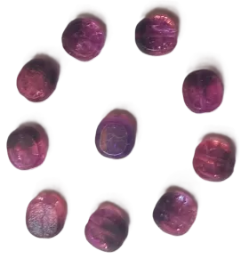 Ploškovaný korálek fialovo/černý crack s pokovem 10/9 mm 10 ks