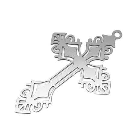 Přívěsek z nerezové ocele - kříž - 40 x 25 x 0,3 mm