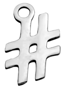Přívěsek z nerezové ocele - znak "Hashtag" - 12,2 x 7,4 x 1 mm