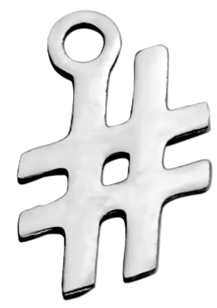 Přívěsek z nerezové ocele - znak "Hashtag" - 12,2 x 7,4 x 1 mm