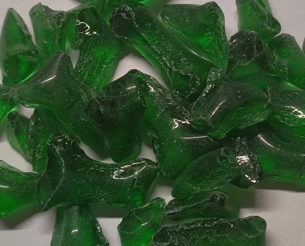 Skleněná drť - tm. zelená 1 kg