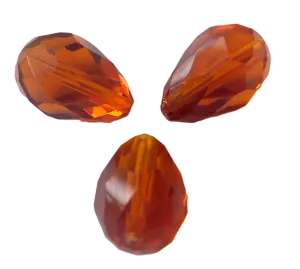 Skleněné broušené dropsy - cca 18/11 mm topaz 3ks