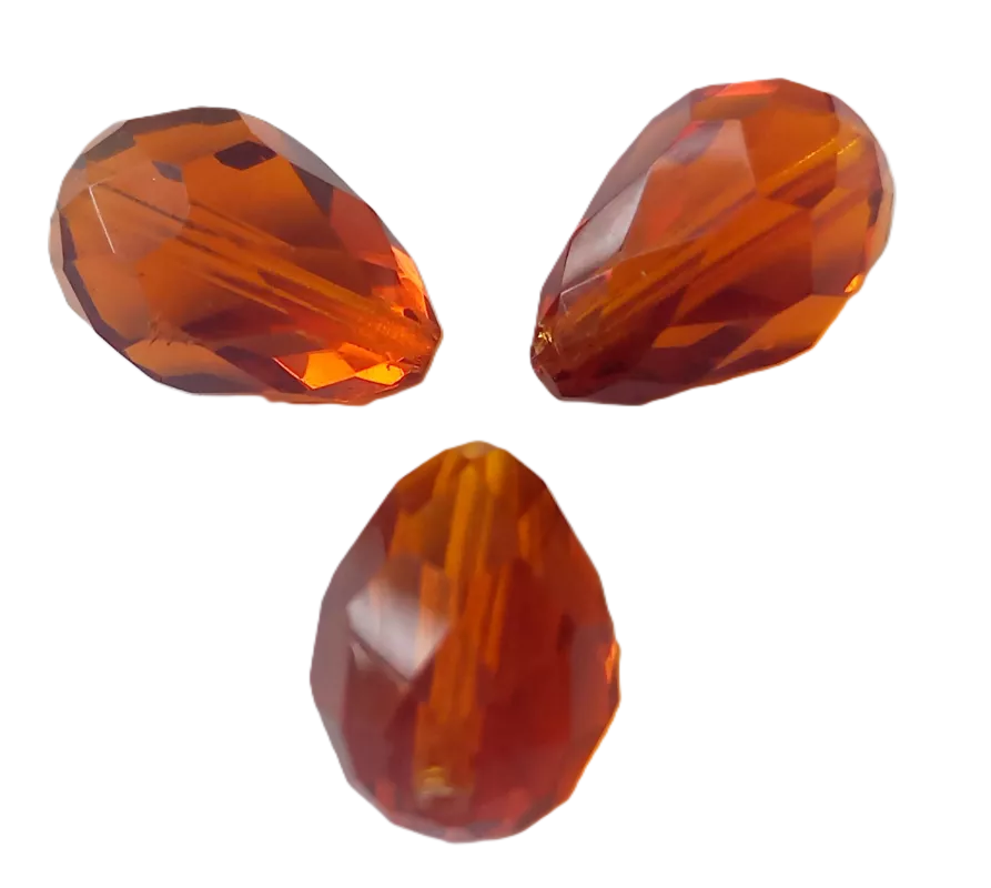 Skleněné broušené dropsy - cca 18/11 mm topaz 3ks