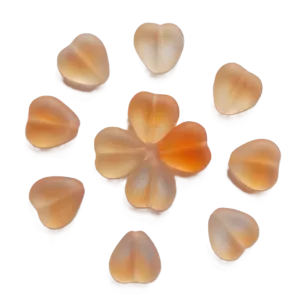 Skleněné korálky srdce 11x11mm apricot/mat 12 ks