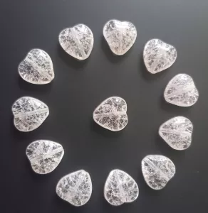 Skleněné korálky srdce 11x11mm krystal crack 12 ks