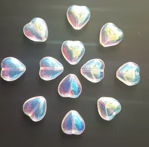 Korálky srdce 11x11mm krystal se zušlechtěním AB 12 ks