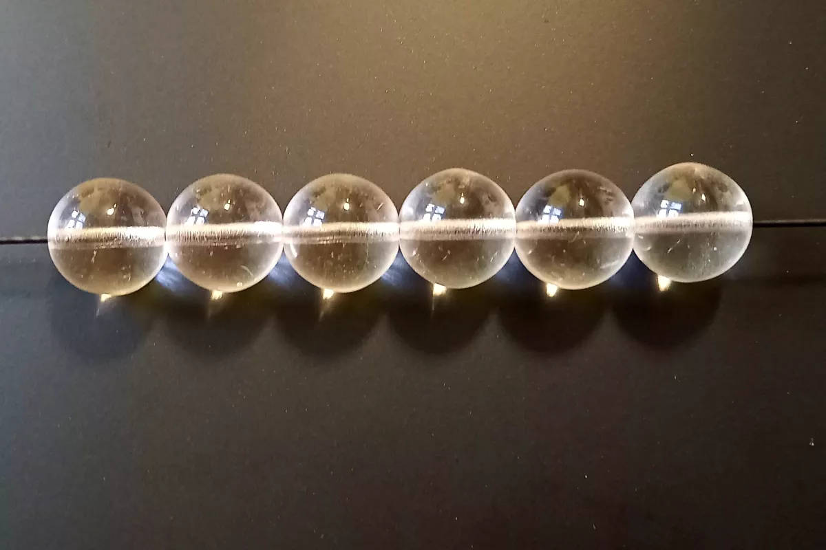 Skleněné mačkané kuličky 14mm krystal 6ks