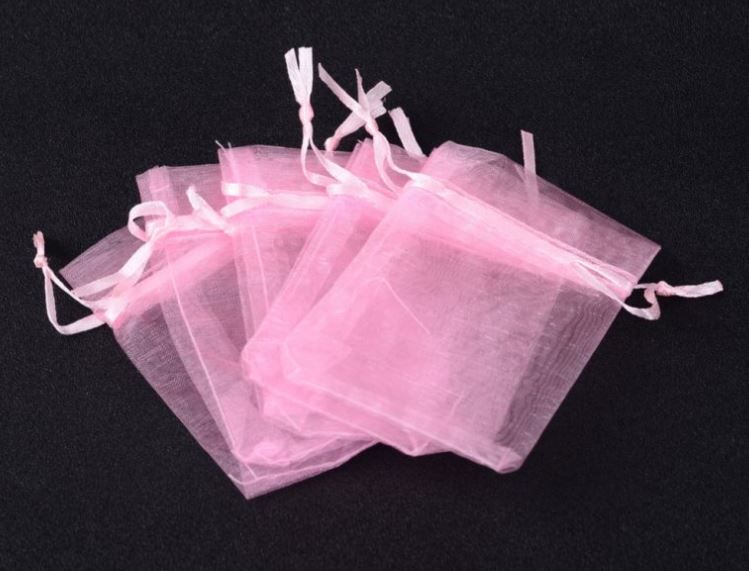 Sáček z organzy 9 x 7 cm růžový