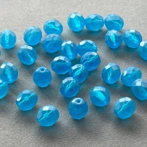 Korálky broušené 8mm mix agua/opál mat 28ks