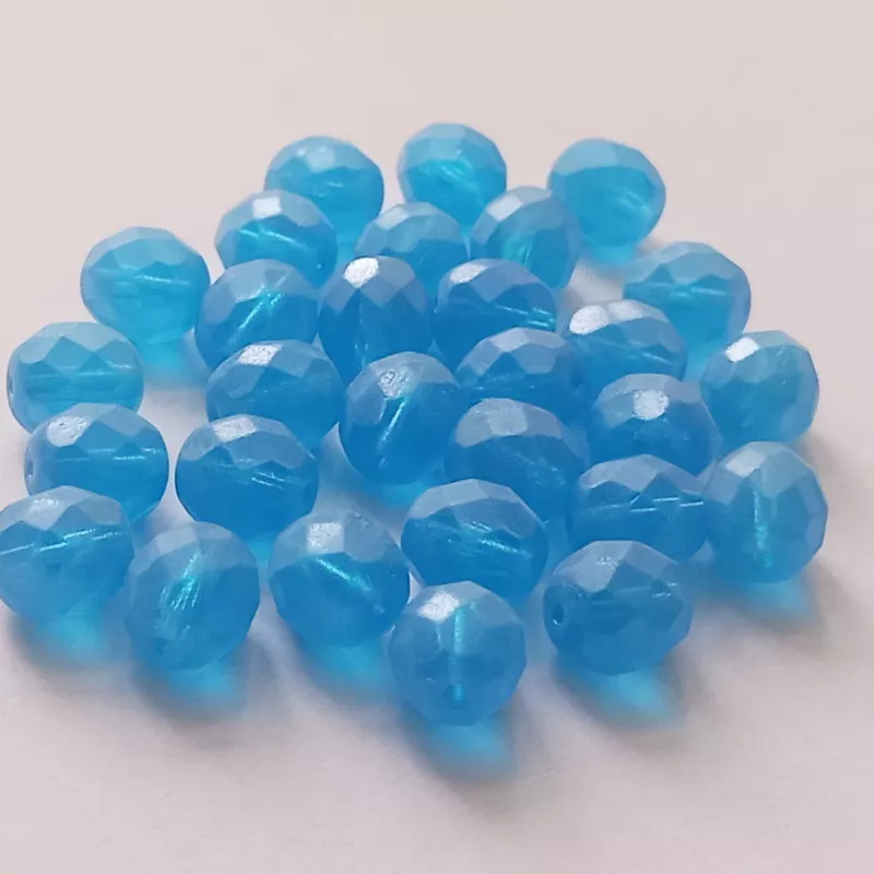 Korálky broušené 8mm mix agua/opál mat 28ks