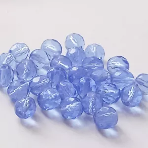 Korálky broušené 8mm světlý safír 28ks