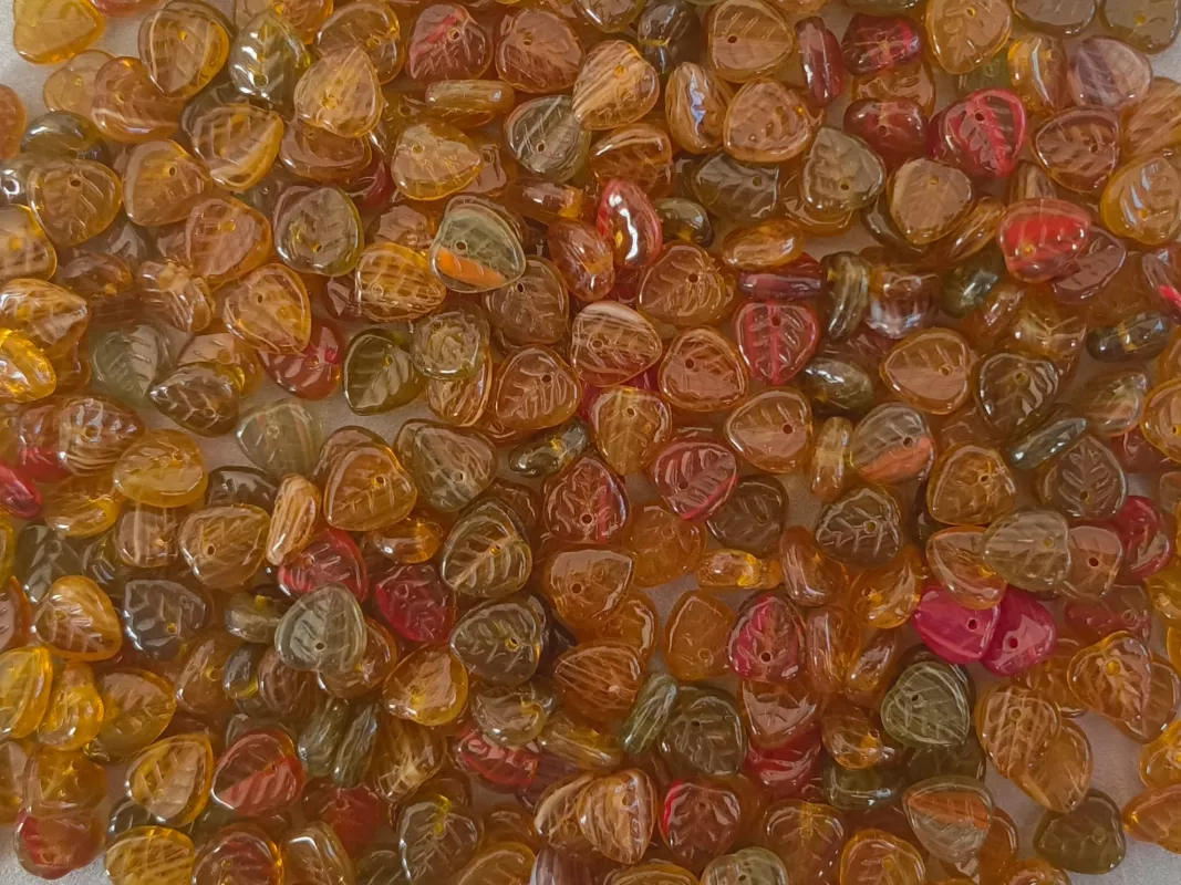 Korálky lístečky 9x8 mm - podzimní mix 2.0