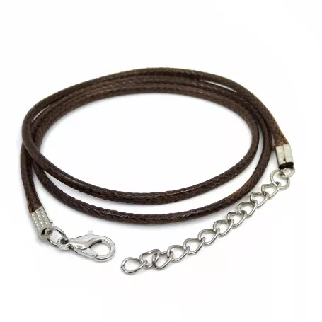 Náhrdelníková šňůrka z umělé kůže s karabinkou - délka 45 cm