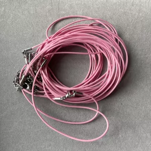 Náhrdelníková šňůrka růžová s nerezovým zapínáním - délka 50 cm - balení 10 ks