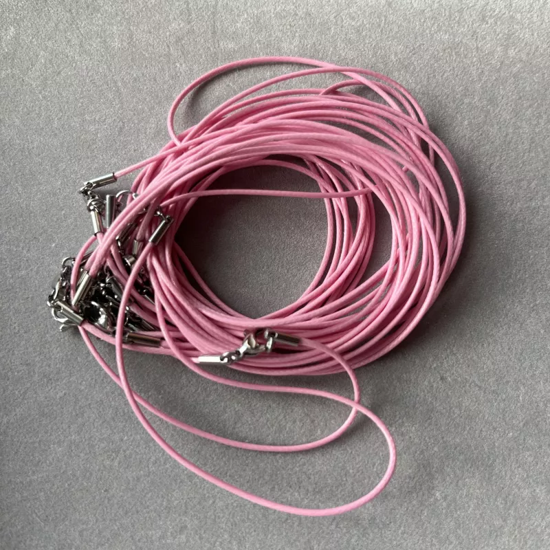 Náhrdelníková šňůrka růžová s nerezovým zapínáním - délka 50 cm - balení 10 ks