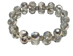 Náramek z broušených českých skleněných korálků krystal s pokovem