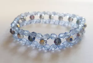 Náramek z broušených českých skleněných korálků safír