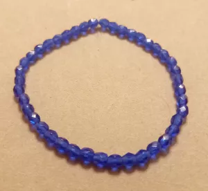 Náramek z broušených českých skleněných korálků krystal, safír a rubín "Trikolóra"