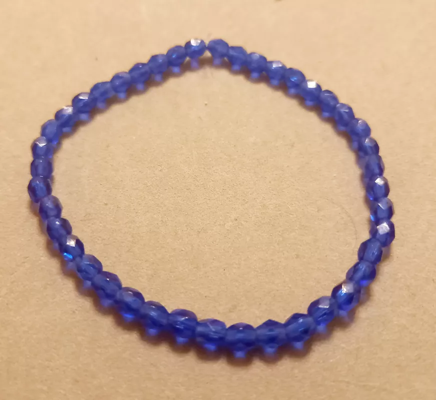 Náramek z broušených českých skleněných korálků krystal, safír a rubín "Trikolóra" - Safír tmavý