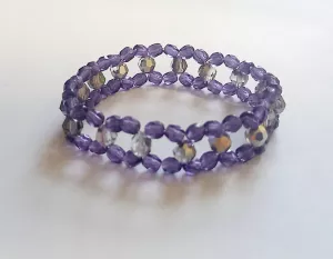 Náramek z broušených českých skleněných korálků ametyst 