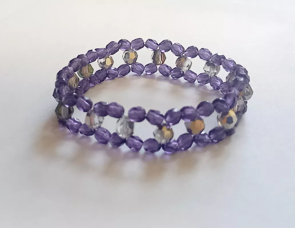 Náramek z broušených českých skleněných korálků ametyst