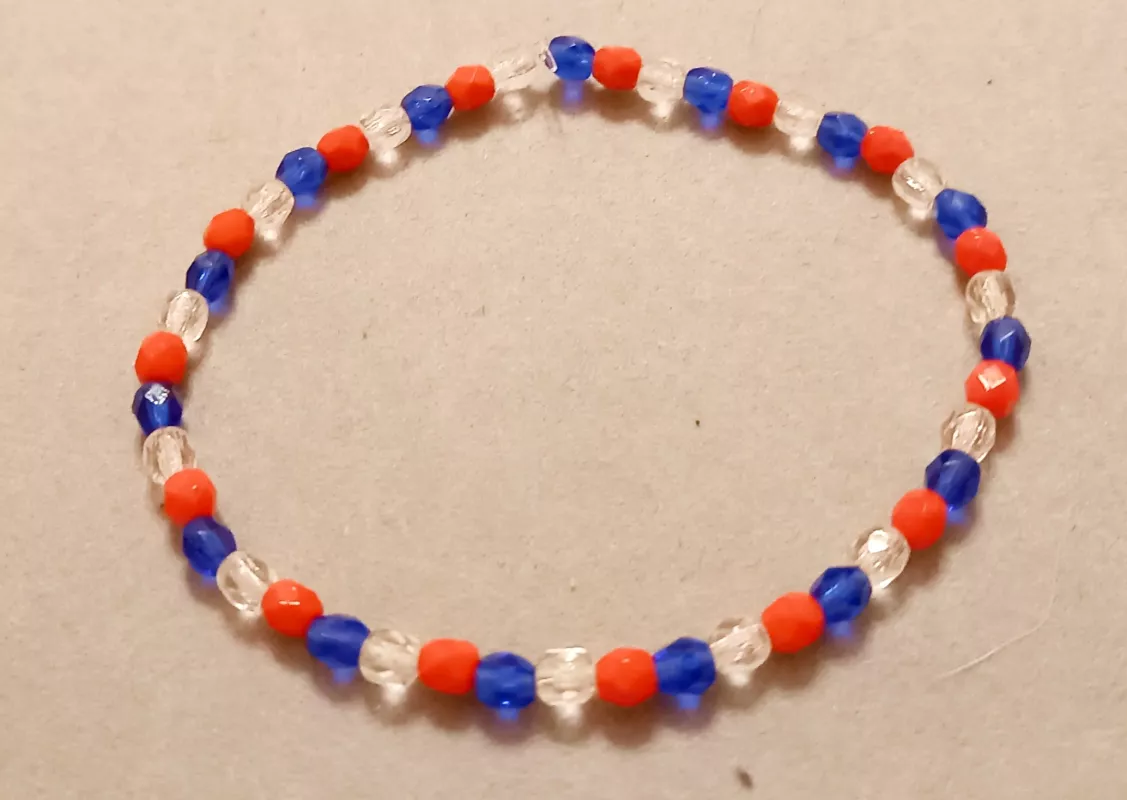 Náramek z broušených českých skleněných korálků krystal, safír a rubín "Trikolóra"