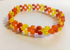 Náramek z broušených českých skleněných korálků rubín, jonquille