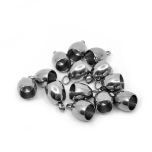 Nerezová vlepovací koncovka - 10,5 x 7 mm - pro šňůrku o průměru 5 mm sada 2ks