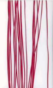 Kožený řemínek plochý barva červená šíře 2mm délka 1m.