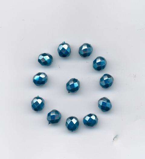 Korálky broušené 8mm vosk barva modrá 12ks Firma Petr Machačka - výroba skleněné korálky