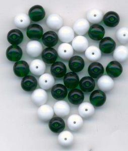 Korálky Mix barev 8 mm alabastr+ emerald I.j. 50gr.