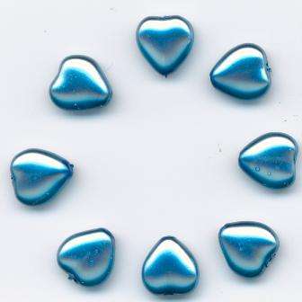 Korálky tvar 11x11mm srdce vosk světle modrá 8ks Firma Petr Machačka - výroba skleněné korálky