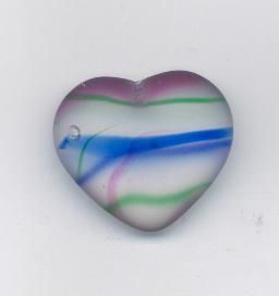 Korálky ploškované srdce krystal/barvy 29/24mm 1ks